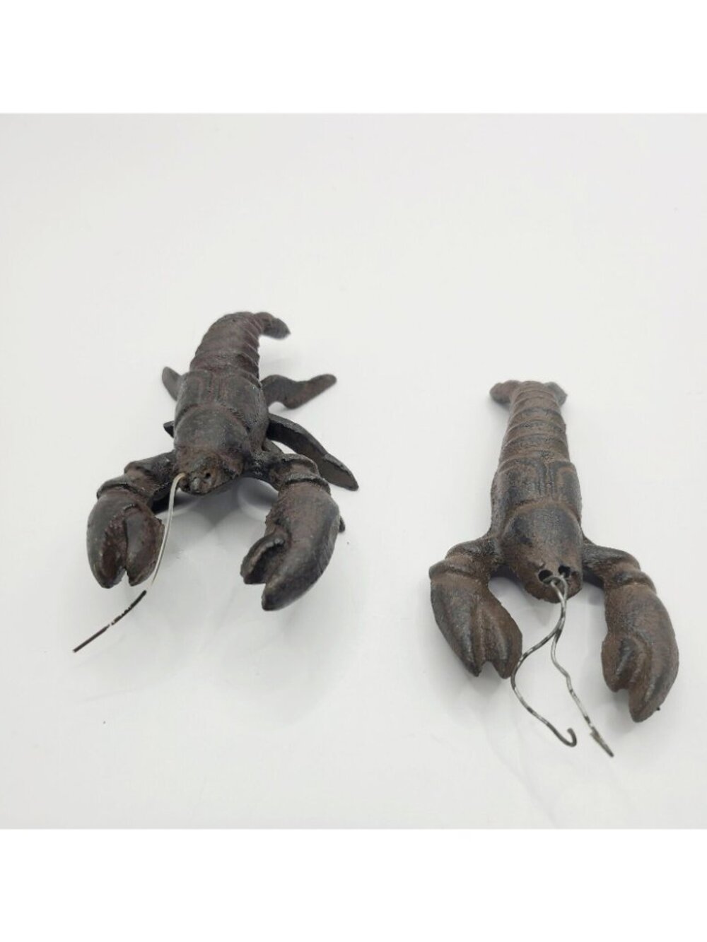 Vtg Cast Iron Lobster Crawfish Figurine Paperweight Nautical Decor Cajun Set - Picture 4 of 10